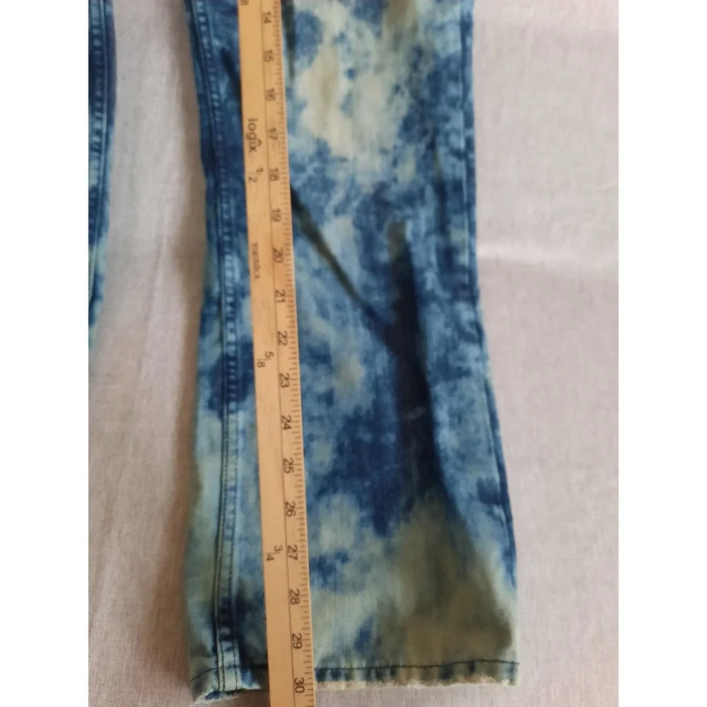 Jordan Craig Men 34X30 Straight Fit Acid Washed Tie Dye 5 Pocket Navy Blue Jeans